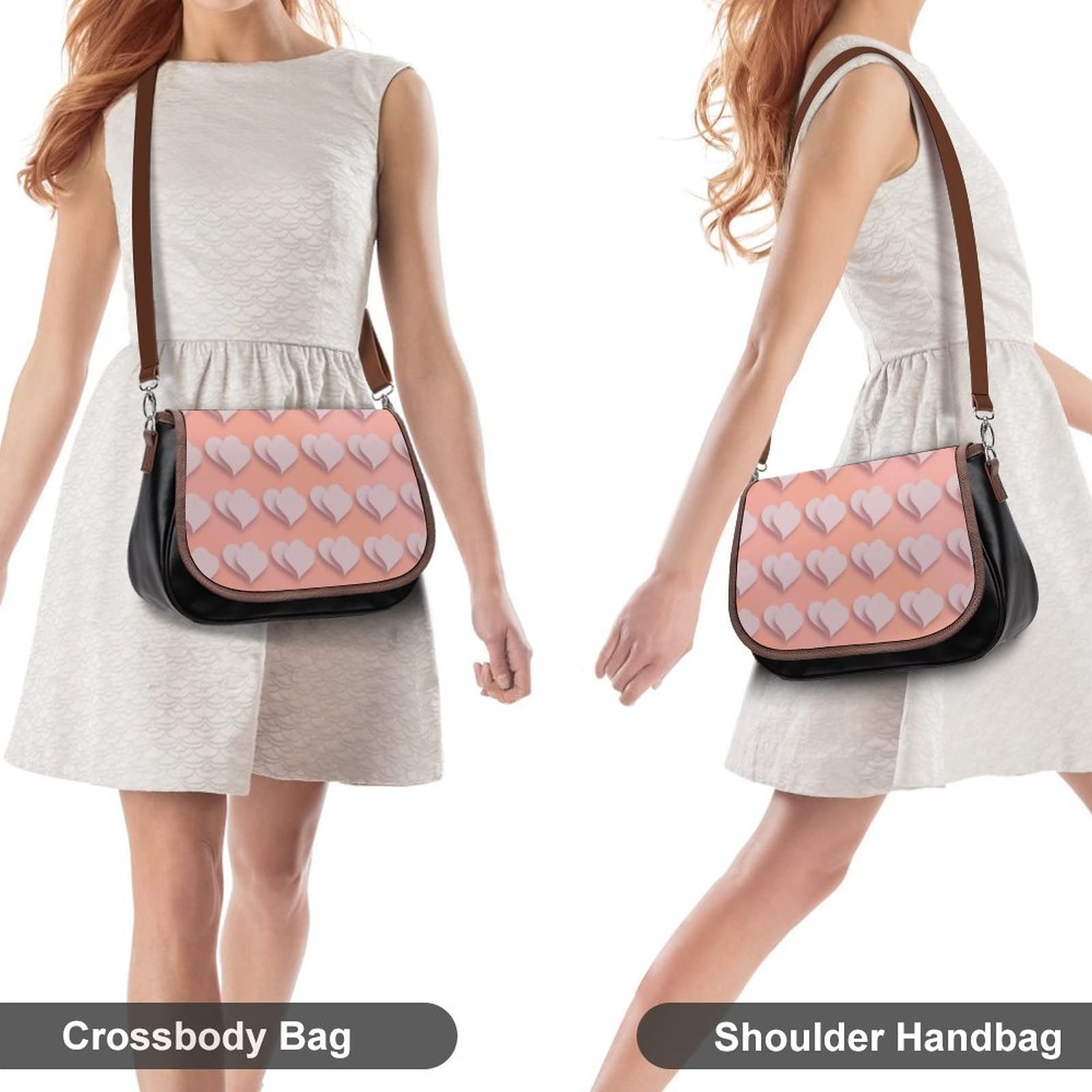 Women's Fashion Crossbody Bags - Classic Leather Shoulder Bag Satchel Hobo Purse in Heart Pink | Perfect for Work, Travel & Everyday Use