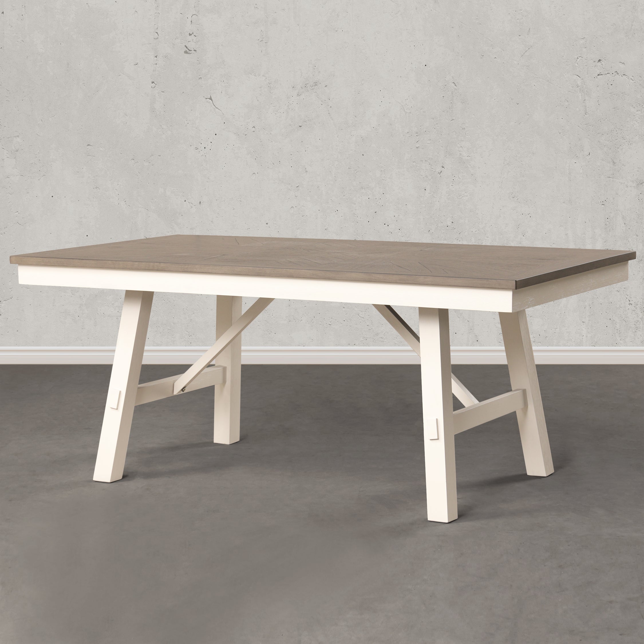 Roundhill Furniture Fasena 6-Piece Rustic Dining Set with Trestle Table, 4 Chairs & Bench in Gray & Off-White - Perfect for Farmhouse Kitchens, Dining Rooms & Outdoor Entertaining