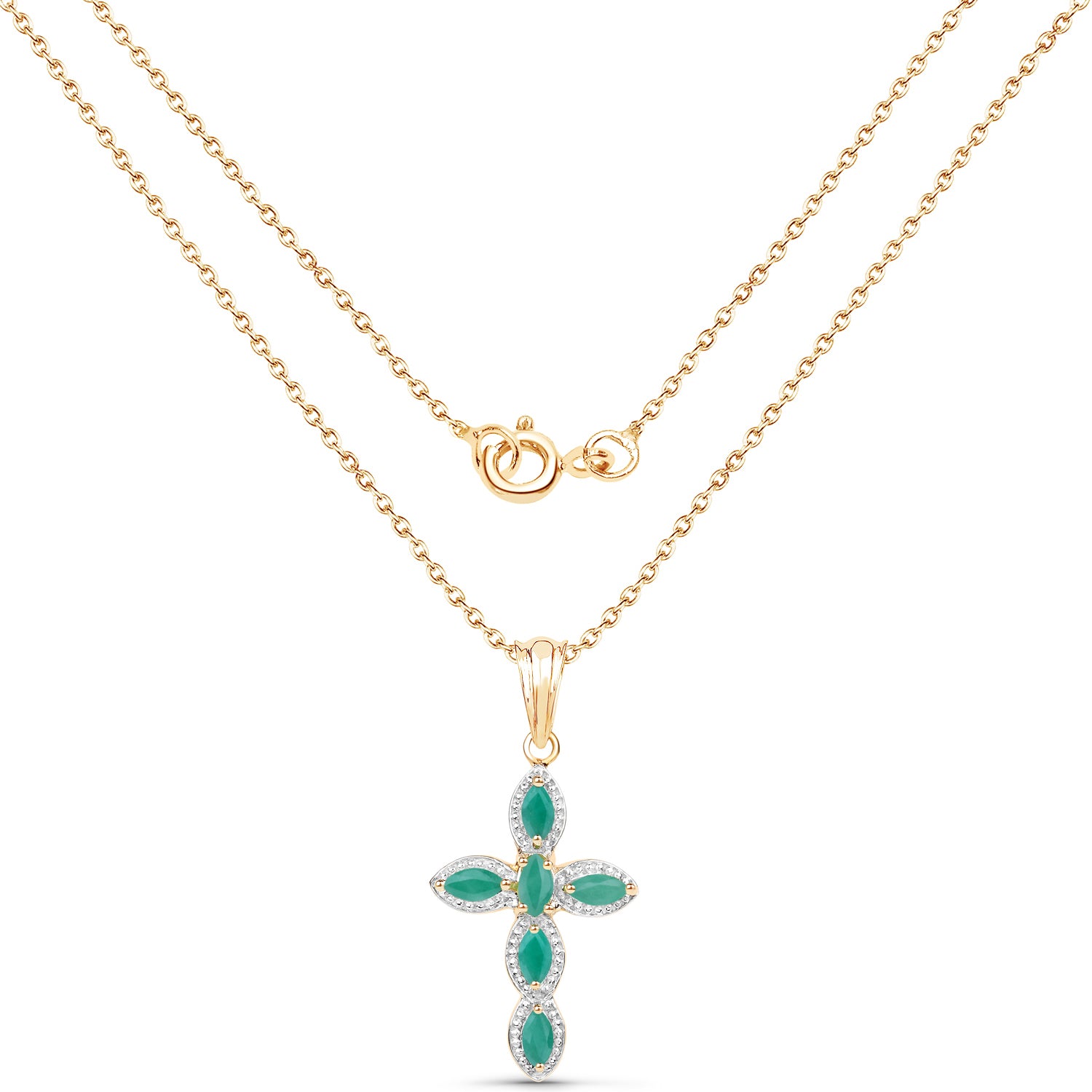 Genuine Emerald Green Cross Necklace - Elegant Pendant Jewelry for Women & Men - Perfect for Gifts, Weddings, Church & Everyday Wear
