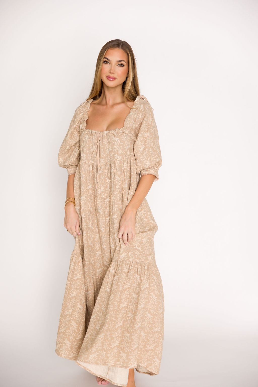 Bump Friendly 100% Cotton Maxi Dress in Mocha - Flowy Maternity Dress for Pregnancy & Nursing (XS-XL) | Perfect for Baby Showers, Beach Vacations & Summer Outings
