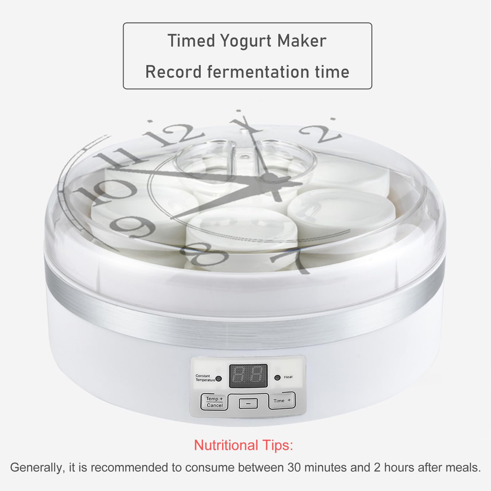 1.7L Automatic Yogurt & Natto Maker Machine with Timer, Temperature Control - 7 Glass Jars Included for Greek Yogurt, Rice Wine & Fermented Foods - Perfect for Home Kitchens & Healthy Lifestyles