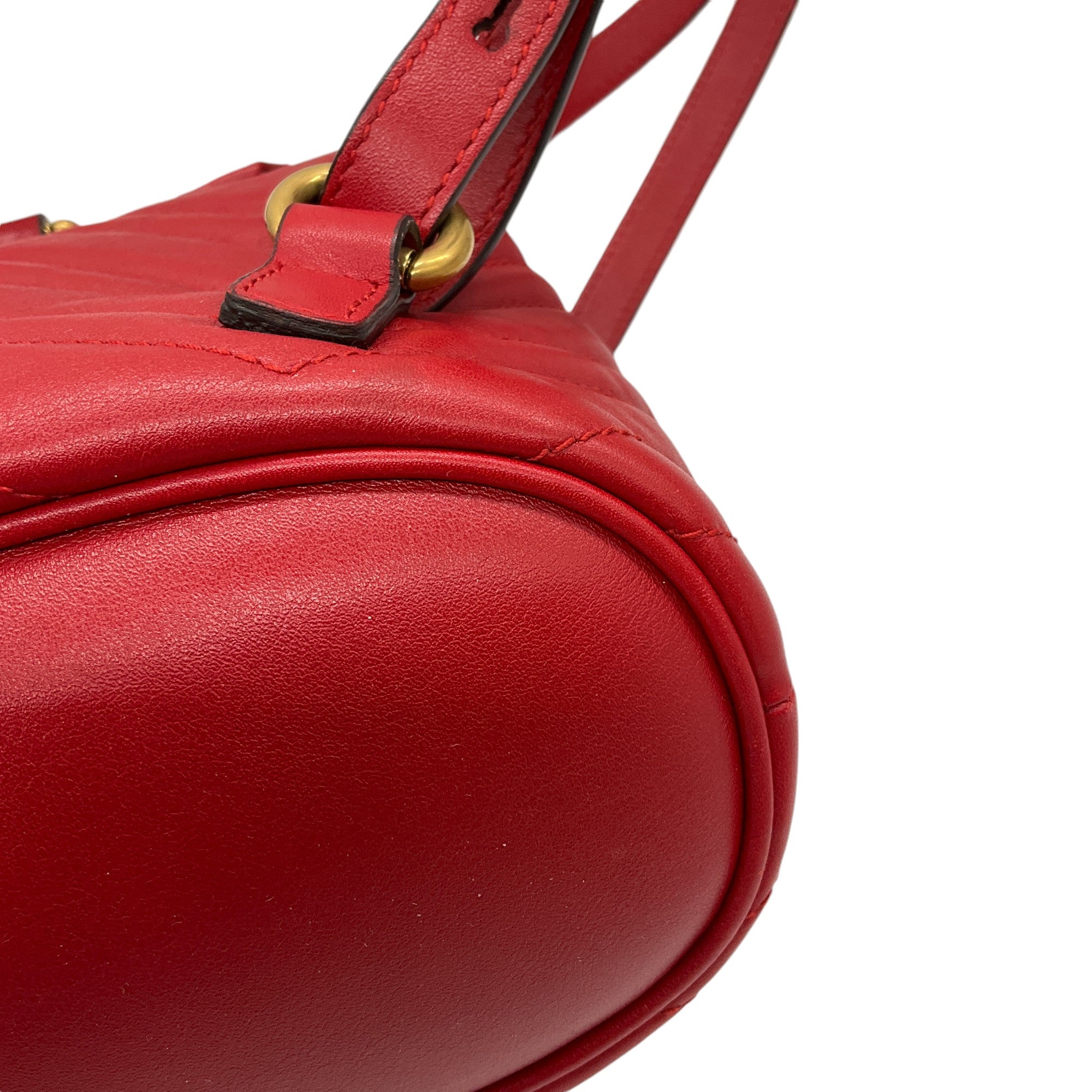 Gucci GG Marmont Mini Leather Backpack in Red - Stylish Drawstring Shoulder Bag for Women, Perfect for Travel, Shopping & Daily Use