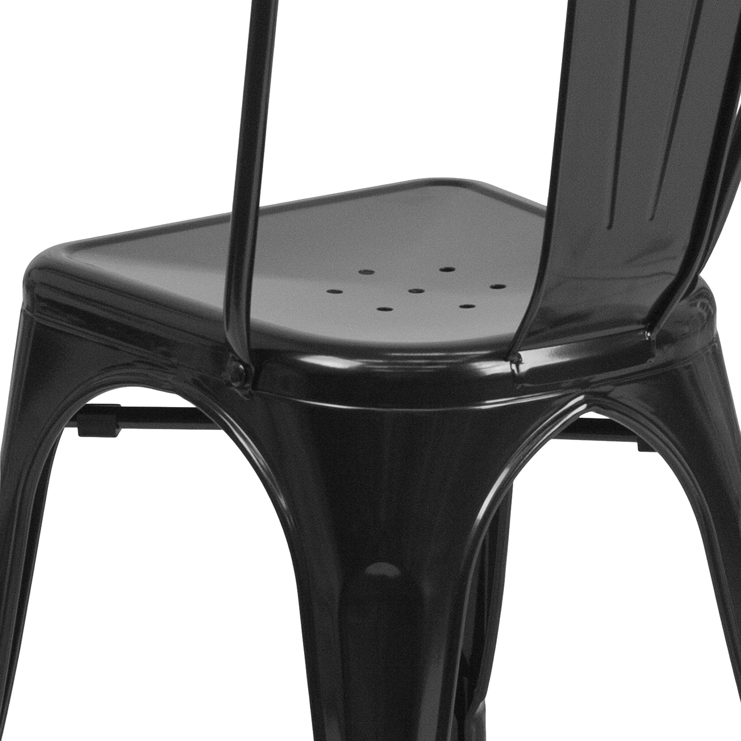 4 Pack Black Metal Stackable Chairs for Indoor & Outdoor Use - Heavy Duty Bistro & Restaurant Chairs for Dining, Patio, Cafe, and Commercial Spaces