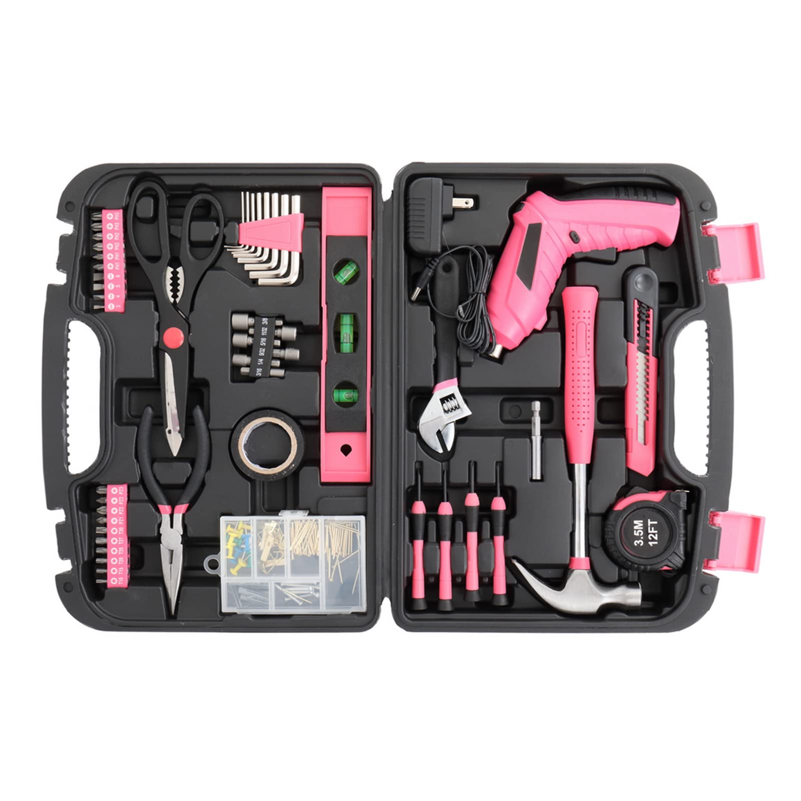 **KOLESIN 149-Piece Pink Household Tool Kit with 3.6V Cordless Screwdriver - Essential Home Repair Tools for College Students, DIY Projects & Household Maintenance**    *(Perfect for Apartment Living, Small Repairs, Furniture Assembly & General Home Improvement Tasks)*