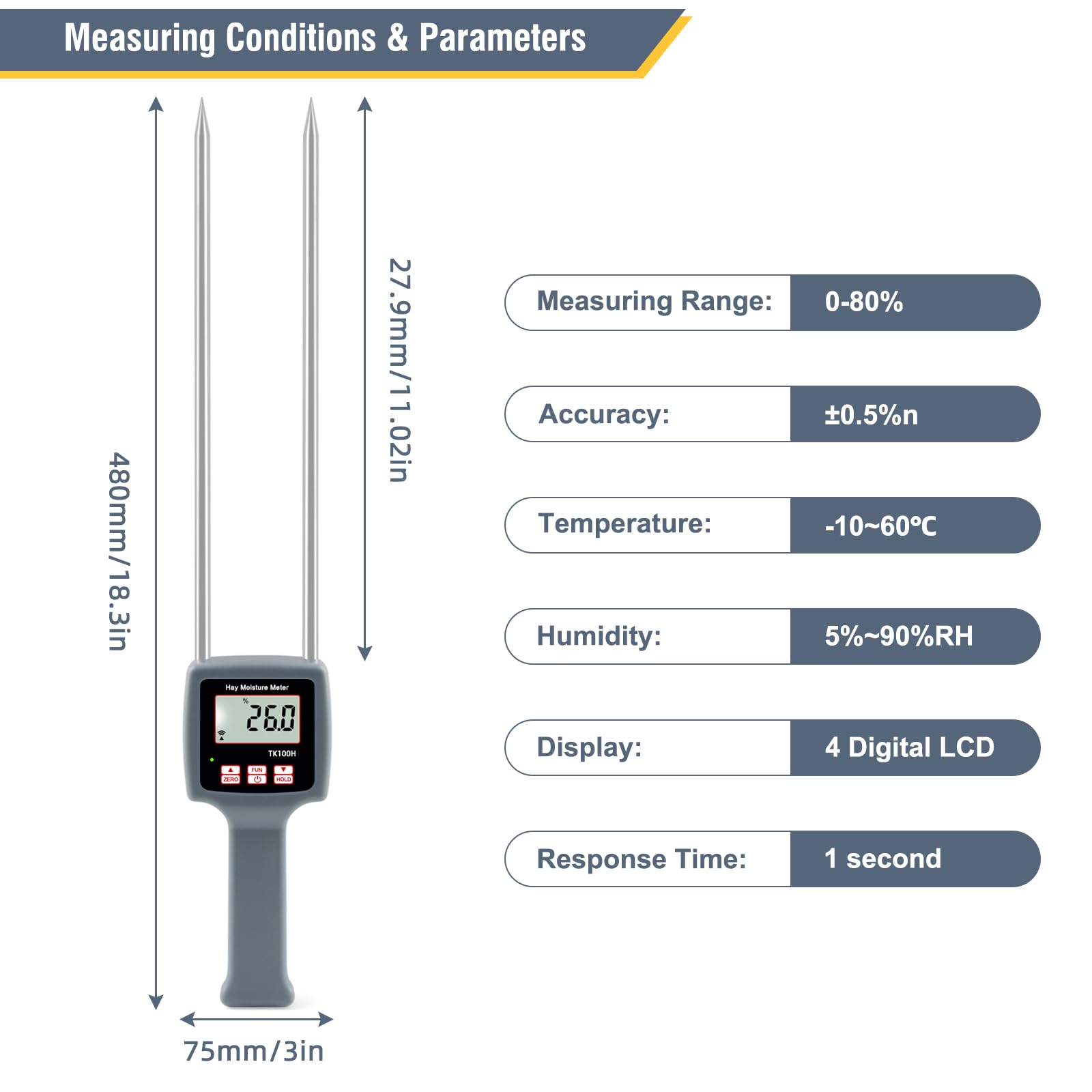 **Portable Hay Moisture Meter - Dual Probe Digital Moisture Tester for Hay, Straw & Forage Grass | Prevent Mold & Spoilage | Ideal for Farming, Agriculture & Livestock Feed Storage**