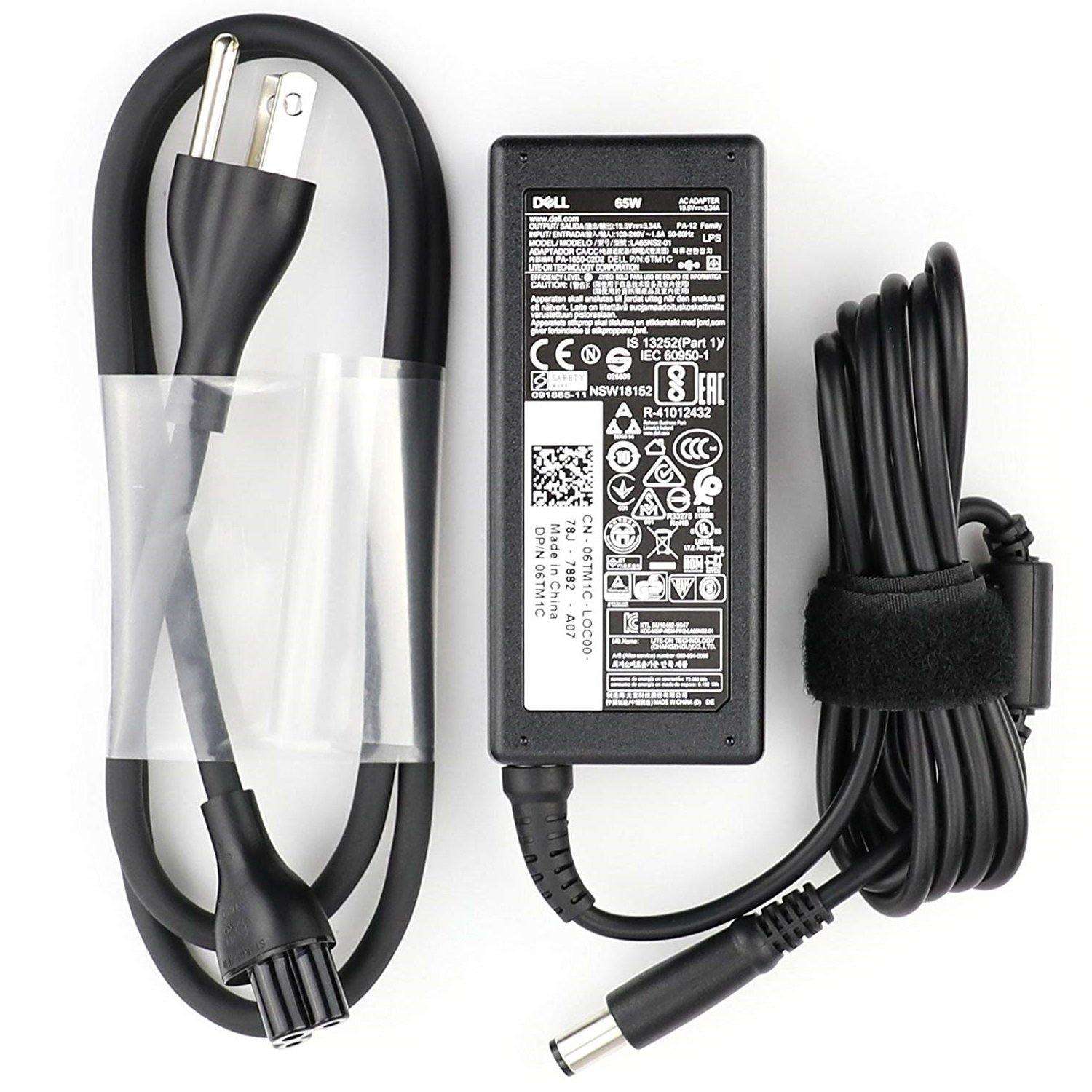 Original Dell 65W AC Adapter Charger for Dell Laptops - PA-12 928G4 06TM1C 19.5V 3.34A (7.4x5.0mm) - Compatible with Inspiron, Vostro, XPS Series - Perfect for Home, Office & Travel Use