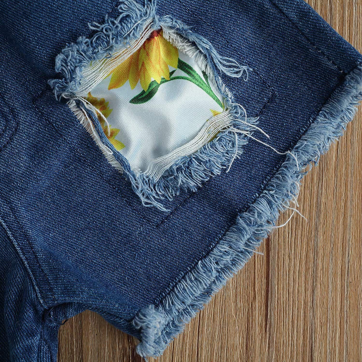 Boho Sunflower Crop Top & Distressed Denim Shorts Set for Toddler Girls | Summer Outfit for Playdates, Beach & Casual Wear