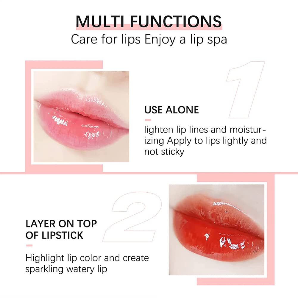GECOMO Hydrating Lip Oil - Non-Sticky Lip Gloss & Balm for Dry Lips, Moisturizing & Nourishing Fruit Flavored Lip Care (004#CORAL, 0.2 OZ) - Perfect for Daily Use, Makeup Prep, and Chapped Lip Relief