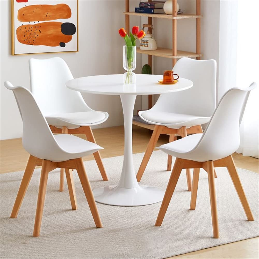 NIUYAO Solid Wood Round Modern Dining Table with Tulip Base - 31.5