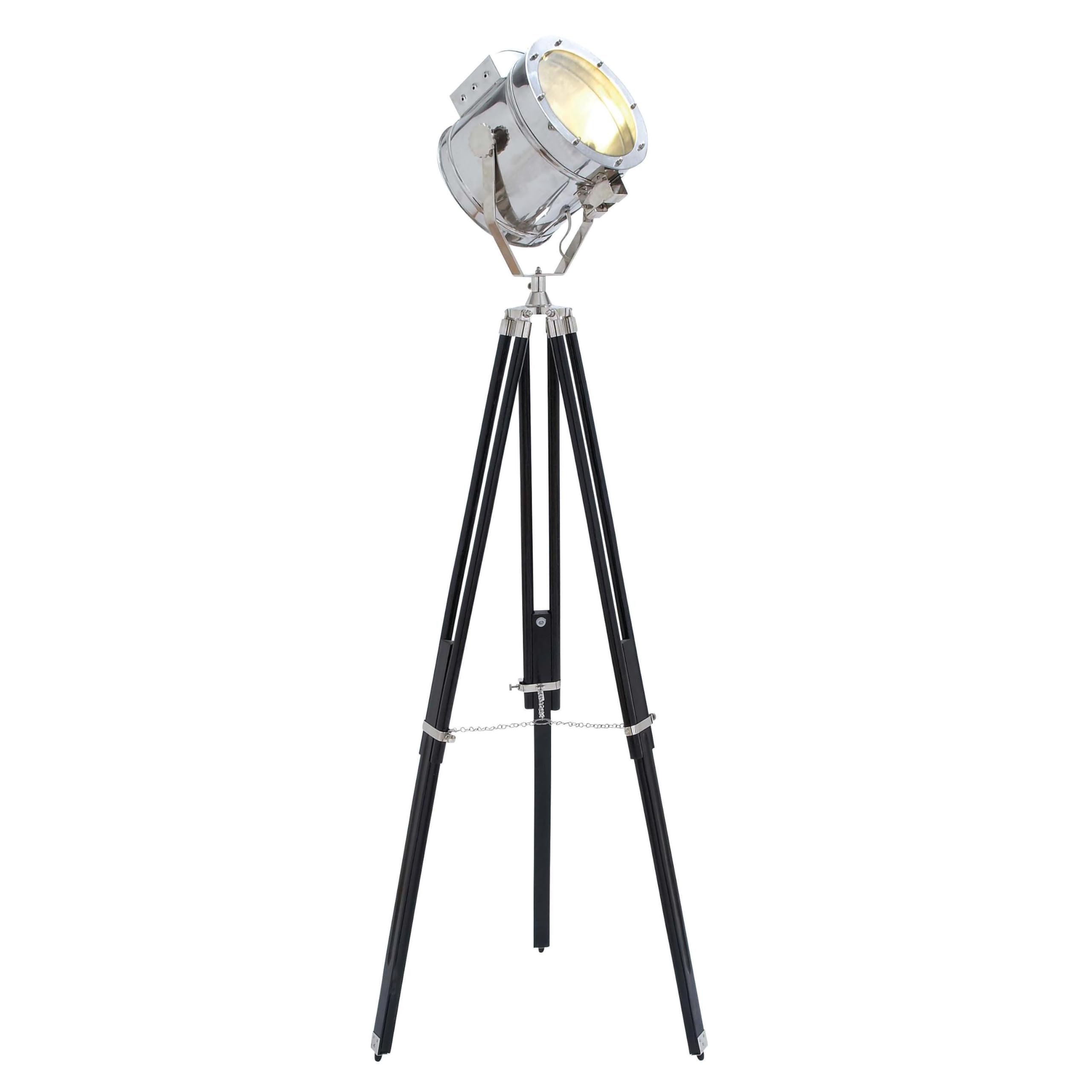 Deco 79 Modern Wood Floor Lamp with Silver Metal Accents - 29x29x71 Inches Tall Standing Spotlight Lamp for Living Room, Bedroom & Office - Black Contemporary Lighting Fixture for Home Decor