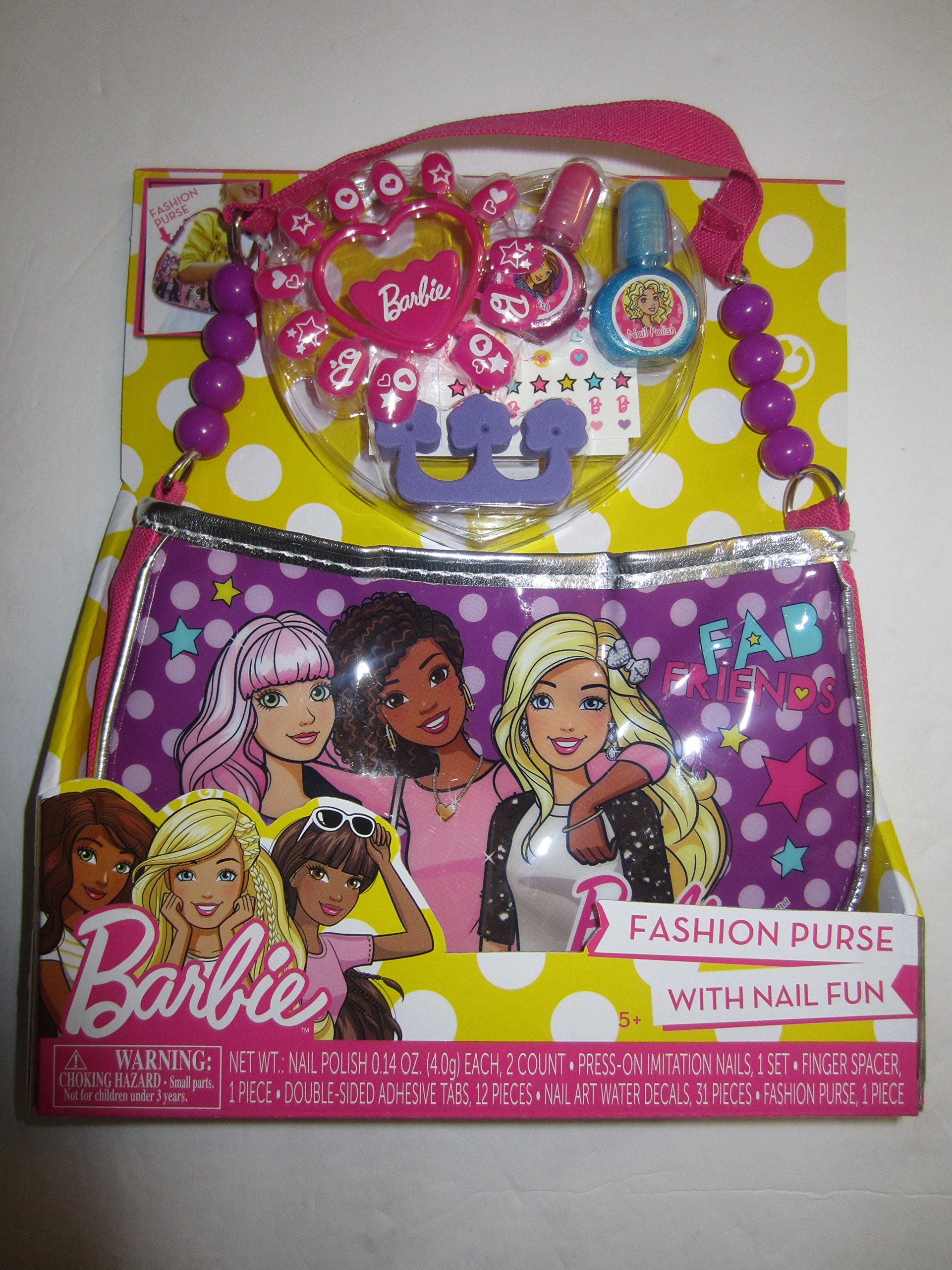 Barbie Fashion Purse with Nail Fun - Stylish Kids Handbag for Dress Up & Role Play - Perfect for Birthday Gifts, Parties & Pretend Play