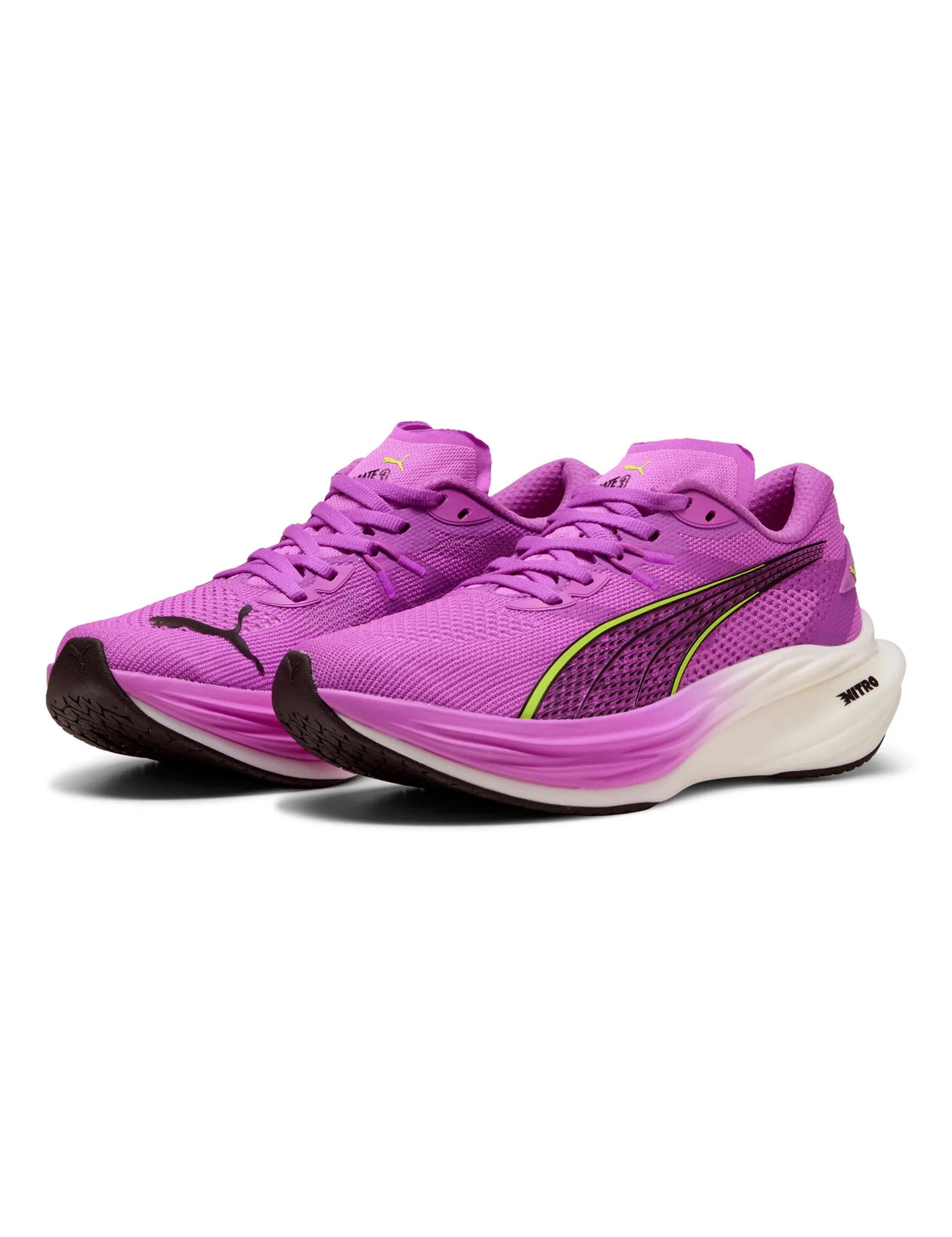 Deviate NITRO 3 Running Shoes for Men & Women - Lightweight Cushioned Road Running Shoes in Pure Magenta/Yellow Alert/White - Perfect for Marathon Training & Daily Jogging