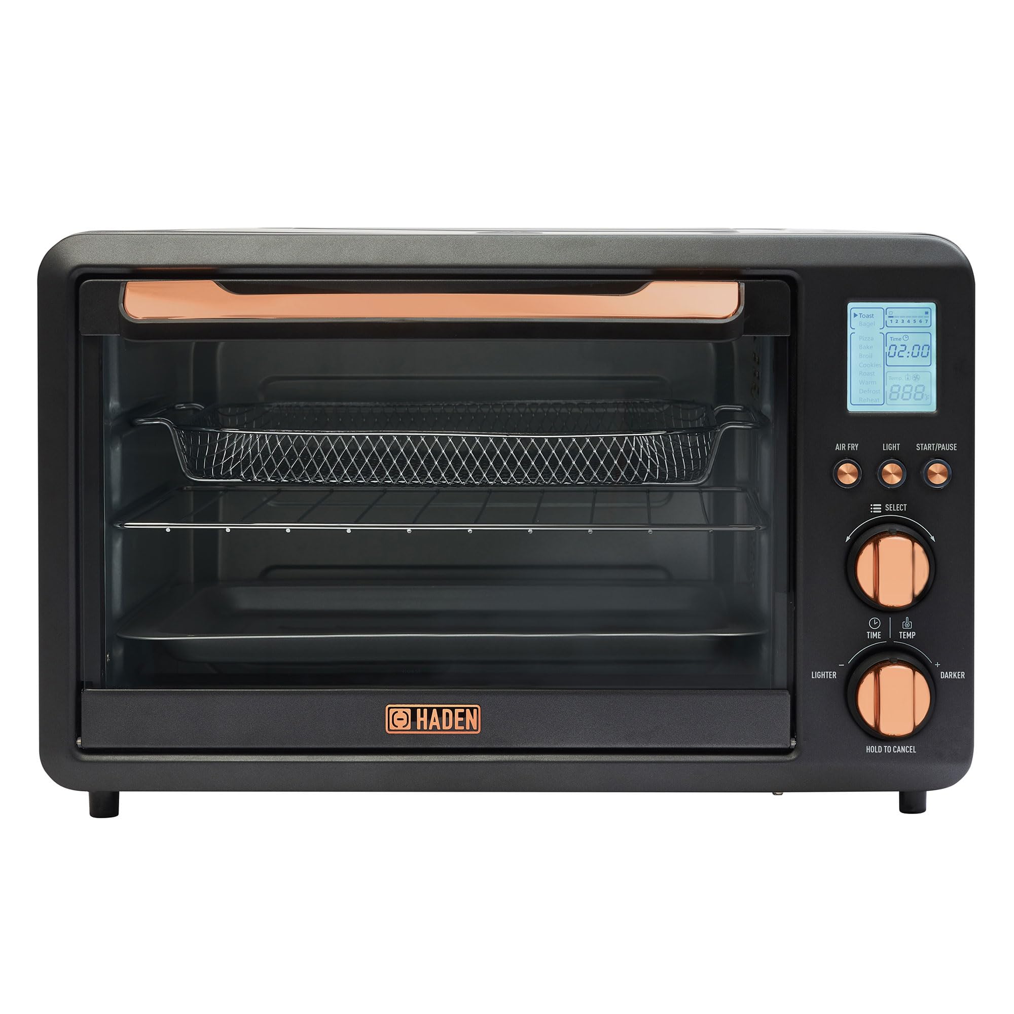 Haden 6-Slice Toaster Oven with Air Fryer Combo - Black/Copper Countertop Appliance for Kitchen | Perfect for Baking, Toasting & Air Frying at Home