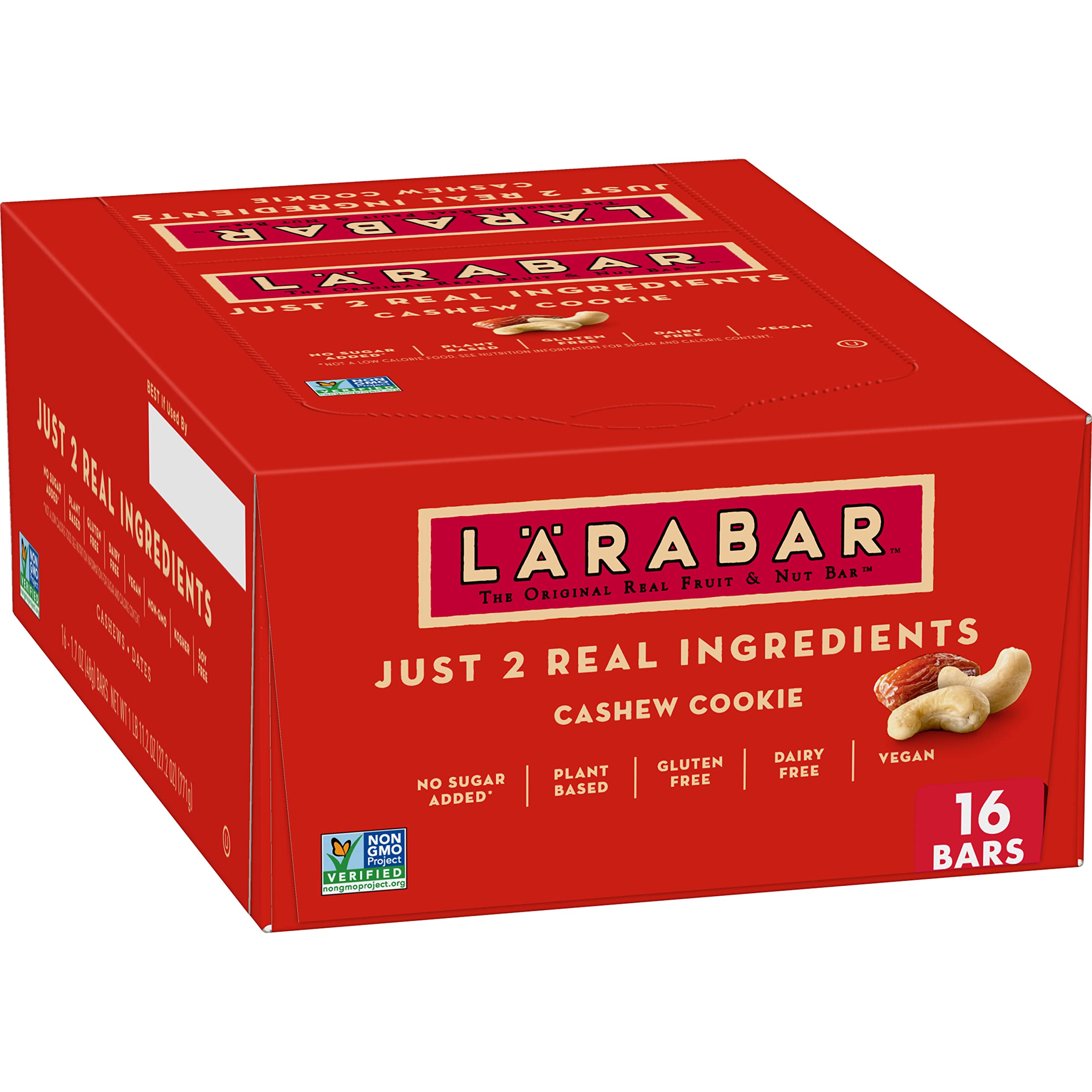 Larabar Cashew Cookie - Gluten Free Vegan Fruit & Nut Energy Bar, 1.7 oz (16 Count Pack) | Healthy Snack for Hiking, Travel & On-the-Go Nutrition