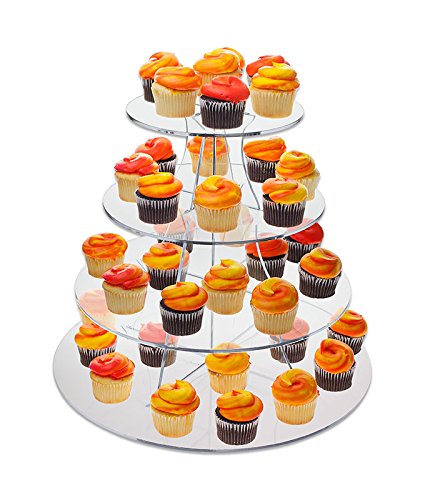16 Inch 4 Tier Clear Acrylic Display Stand for Cupcakes, Desserts, Figurines - Perfect for Bakery Showcase, Party Decor, Retail Store Merchandising