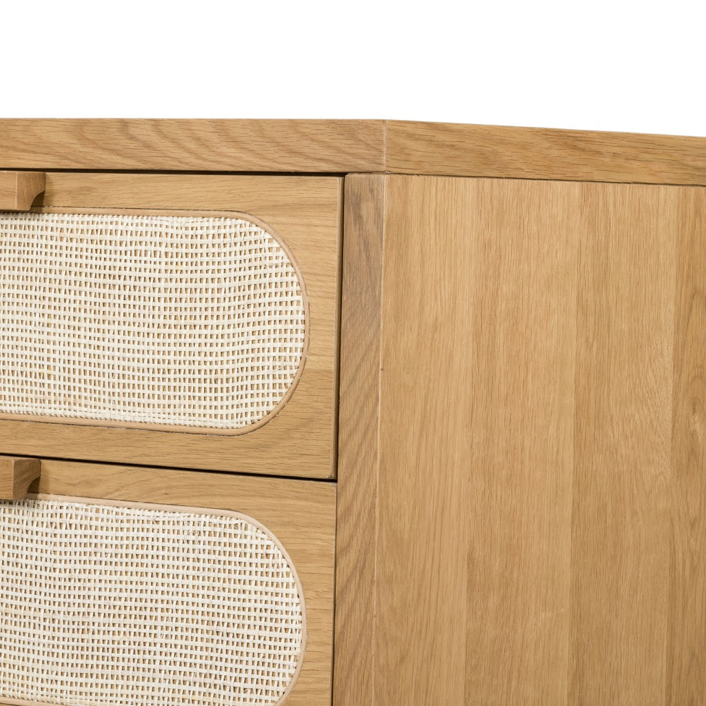 Allegra 5-Drawer Dresser with Natural Cane Front - Modern Bedroom Storage Solution for Home Organization