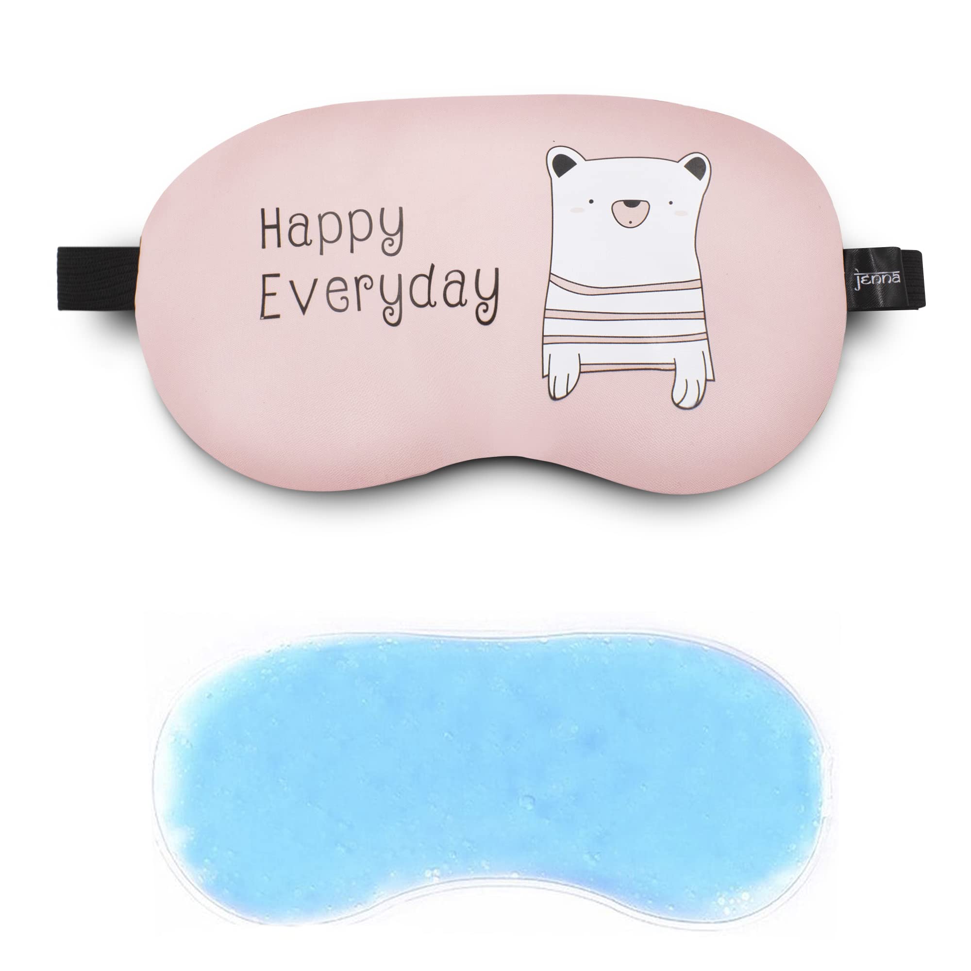 Jenna Unisex Printed Alphabet Sleeping Eye Mask - Soft, Comfortable & Adjustable Strap with Cooling Gel - Perfect for Travel, Naps & Relaxation (Pink)