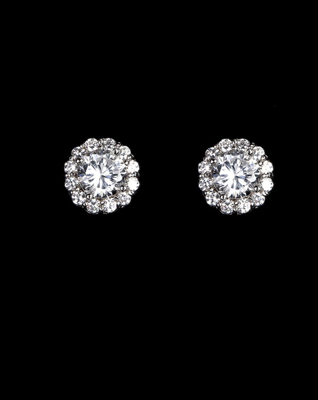 Elegant Bridal Earrings - Dainty Crystal Stud with Halo Design by Stephanie Browne | Perfect for Weddings, Prom & Special Occasions