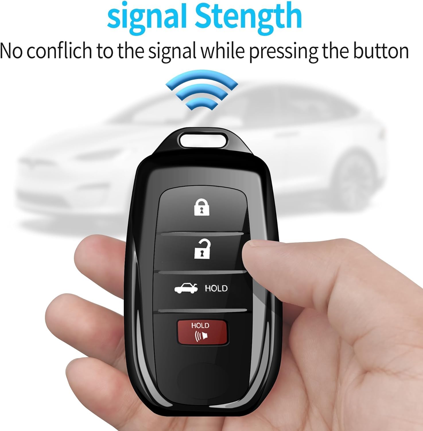 Premium Toyota Key Fob Cover with Keychain - Compatible with 2025 Camry, 2021-2025 Venza, RAV4 Prime, Sienna, 2019-2025 Land Cruiser, Fortuner, Mirai, 2023-2025 Highlander, Prius, Corolla (Black) - Durable Protection for Daily Use & Car Keys Organization