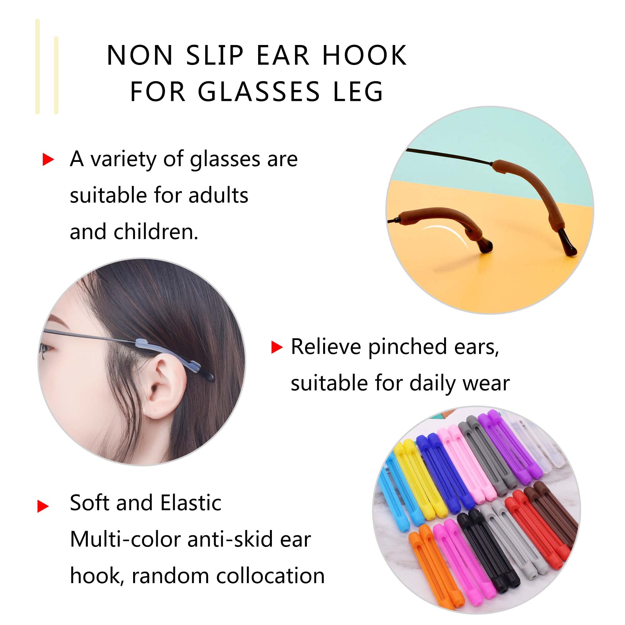 Anti-Slip Silicone Glasses Ear Grips for Kids & Adults - Eyeglasses Temple Tip Sleeve Retainers for Sports, Reading & Outdoor Activities