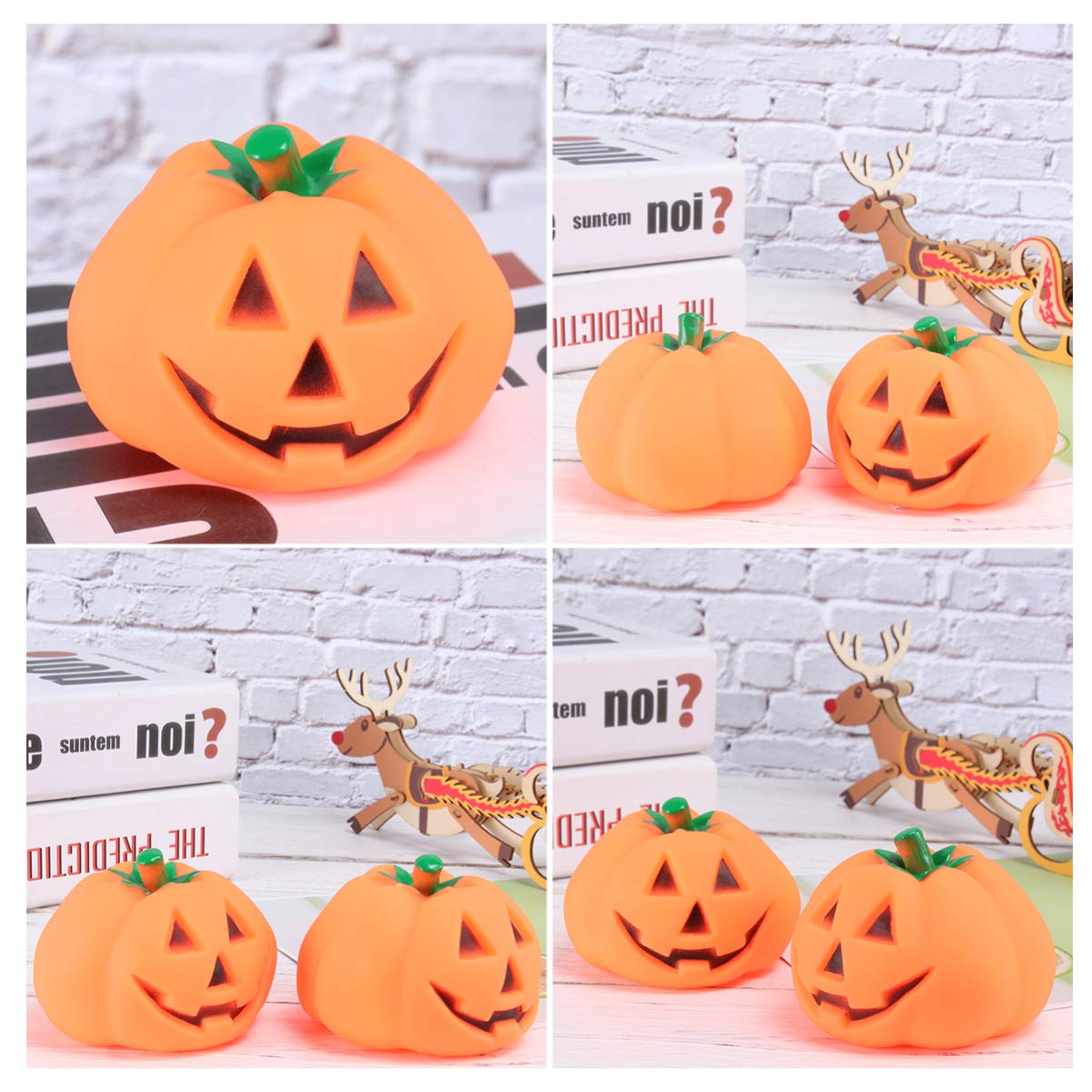Baluue 2pcs Squeaky Dog Toys - Cartoon Pumpkin Teething Toys for Puppies, Halloween Pet Decor, Plush Molar Chew Toys for Dining Table Decoration and Puppy Playtime