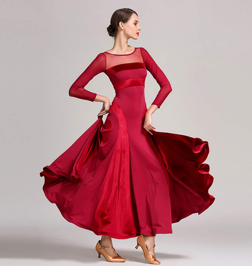 MEILIYA Women's Velvet Ballroom Dresses - Elegant Long Sleeve Formal Gown for Prom, Evening Party & Wedding Guest - Plus Size Options Available