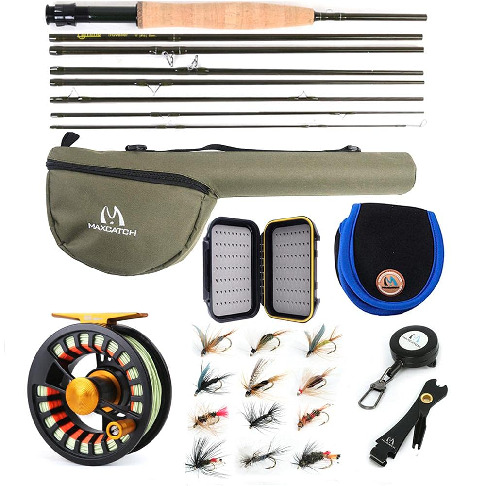 Maxcatch Alltime Travel Fishing Rod - Ultra Compact 8-Piece 9ft Backpacking Fly Rod with Protective Tube (5/6/8wt) | Portable Fly Fishing Gear for Travel, Hiking & Outdoor Adventures