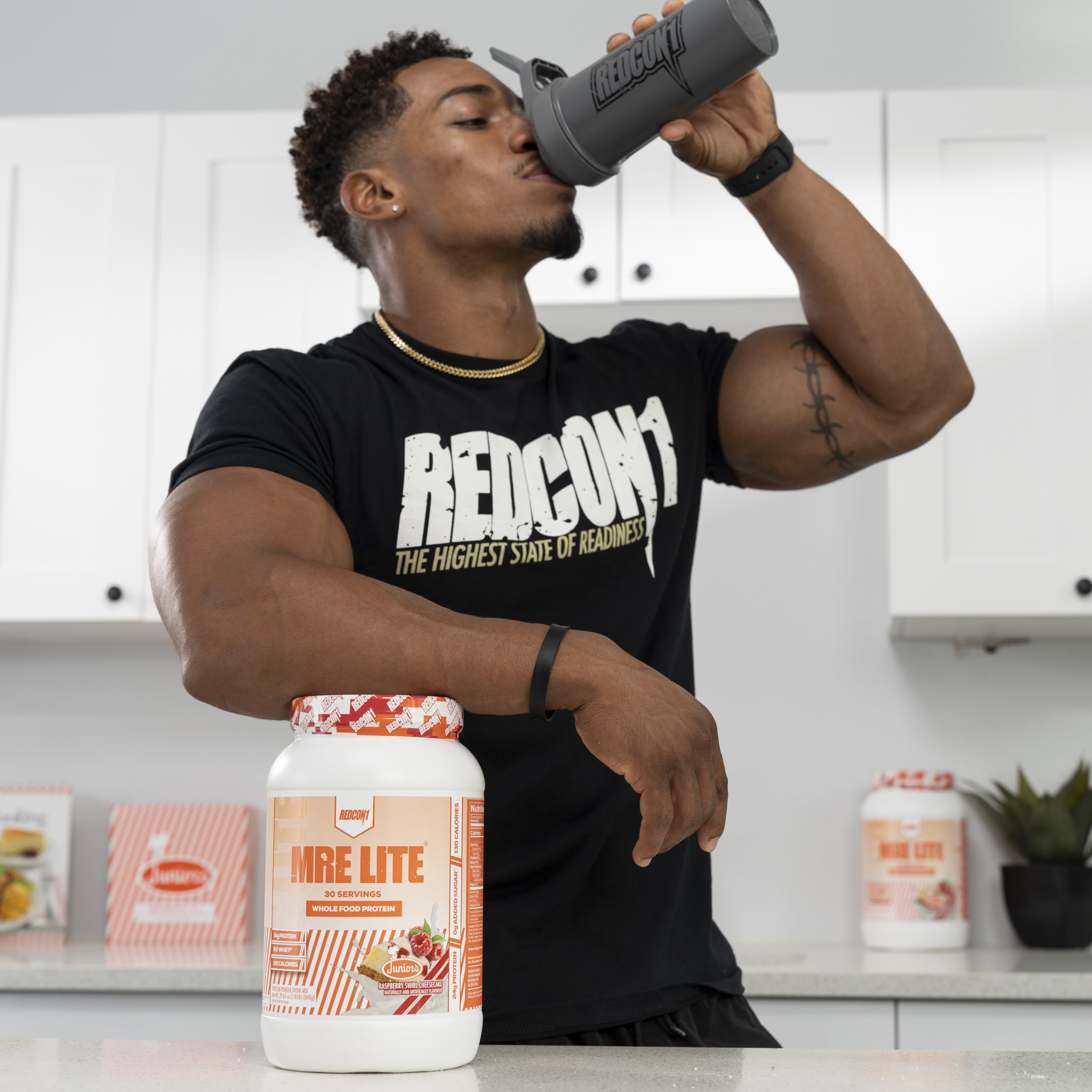REDCON1 MRE Lite Whole Food Protein Powder for Kids - Raspberry Swirl Cheesecake Flavor | Low Carb Whey-Free Meal Replacement with Animal Protein Blend | Easy to Digest with MCT Oil | 30 Servings | Perfect for School Lunches, Sports Recovery & Healthy Snacks