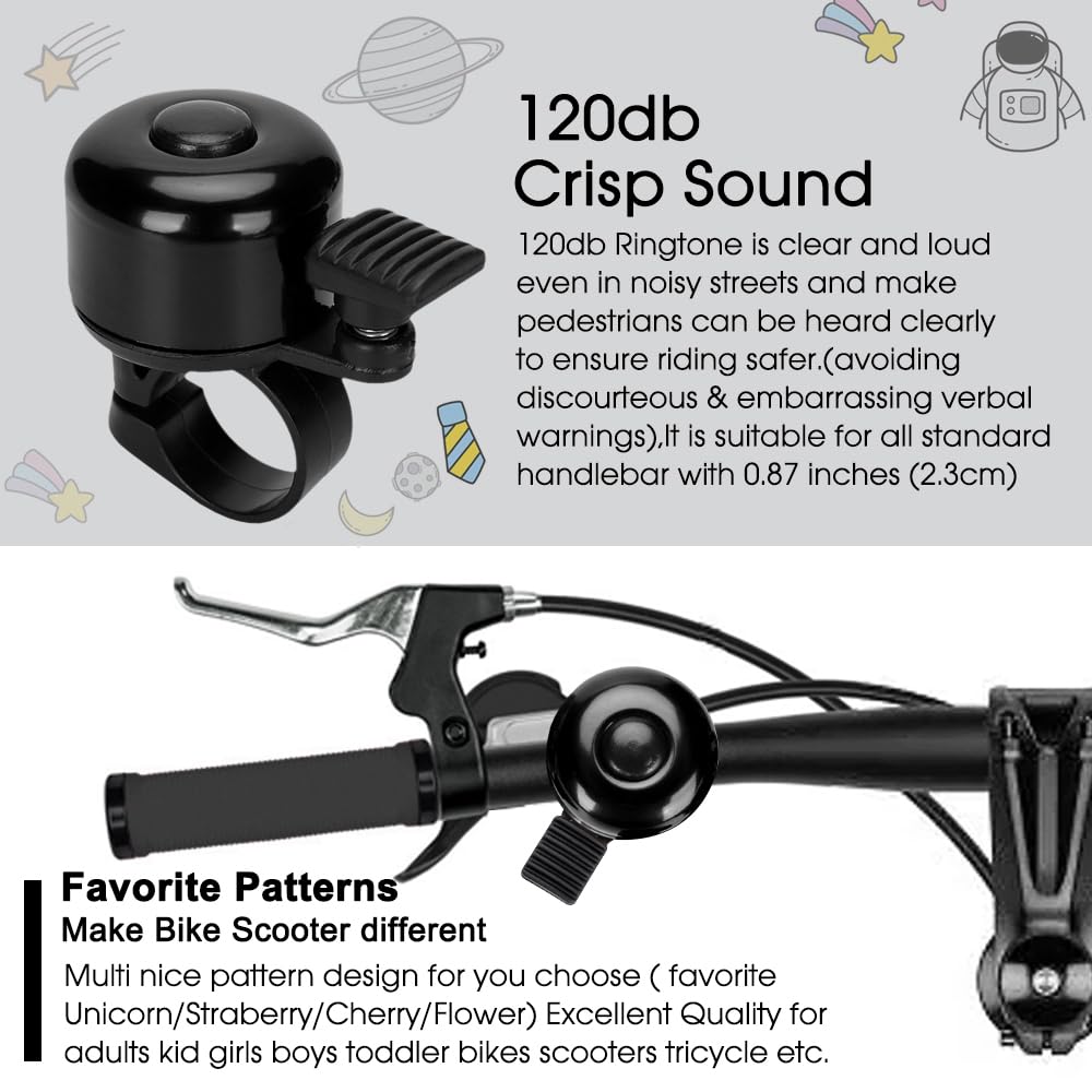 **120dB Loud Bike Bell for Kids & Adults - Classic Mini Bicycle Bell with Crisp Clear Sound - Durable Bike Accessories for MTB, BMX, City Bikes & Scooters - Perfect for Safety & Fun Riding**