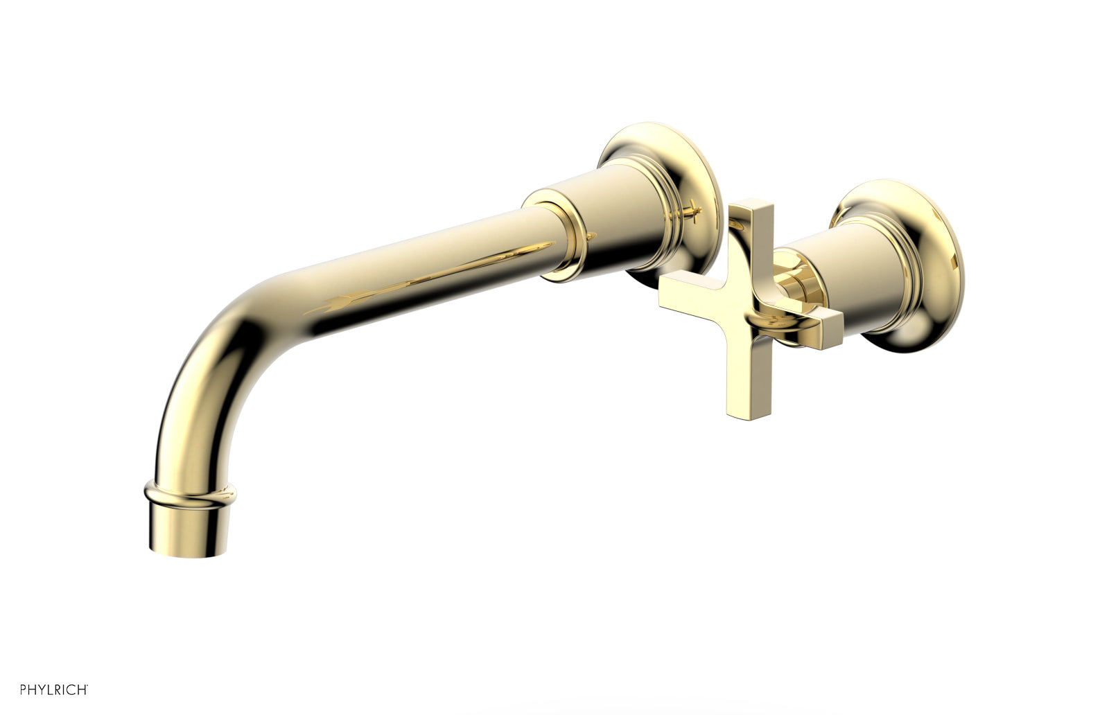 HEX MODERN Single Handle Wall Mounted Lavatory Faucet Set - Cross Handle Design 501 17 - Perfect for Bathroom Sink, Powder Room, and Guest Bath Installation