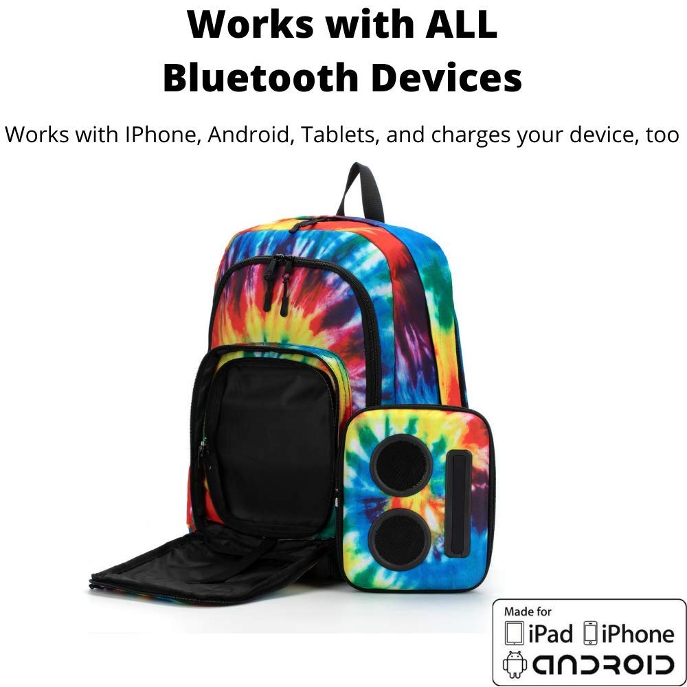 20W Portable Bluetooth Speaker Backpack with Subwoofer - Rechargeable Wireless Music Bag for iPhone & Android - Perfect for Parties, Festivals, Beach & Outdoor Adventures (Tie Dye Design)