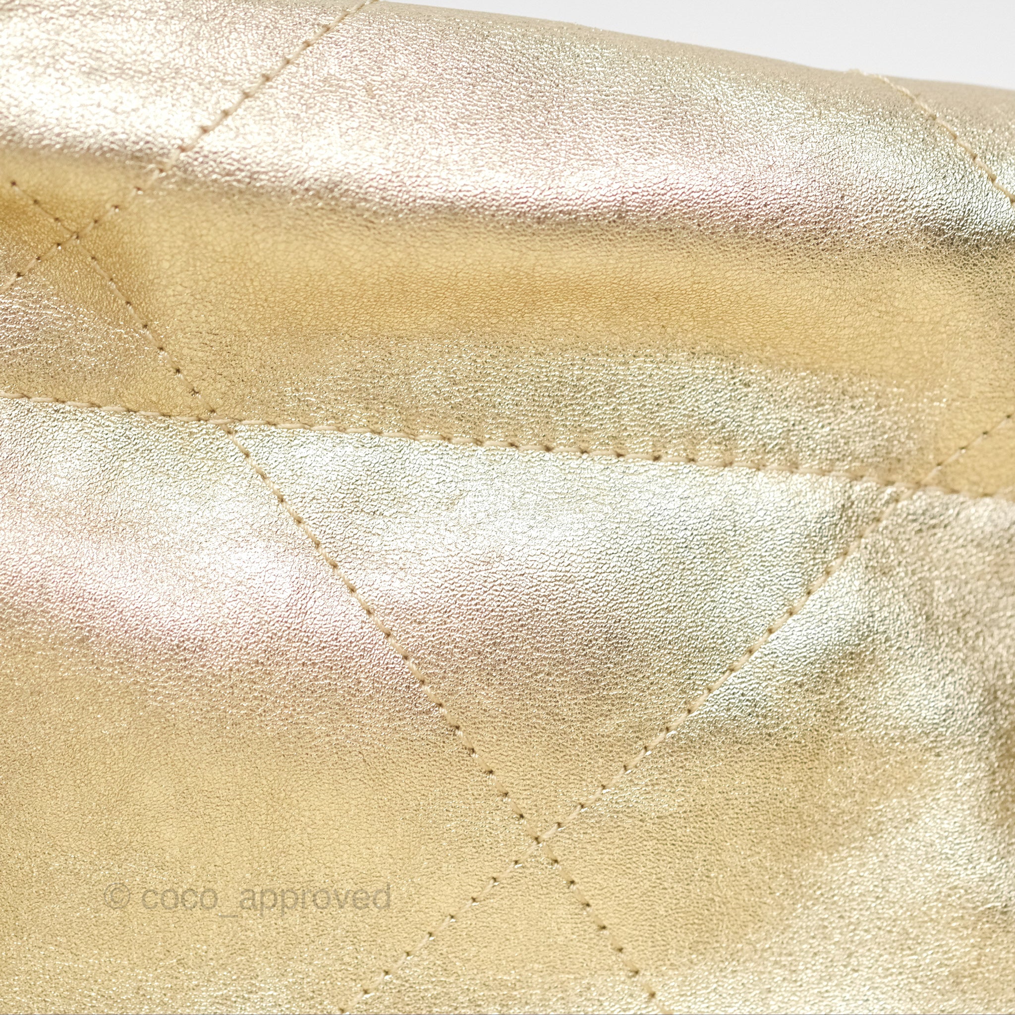 Chanel 22 Small Quilted Handbag in Iridescent Gold with Gold Hardware - Perfect for Evening Events, Parties & Luxury Fashion Accessories