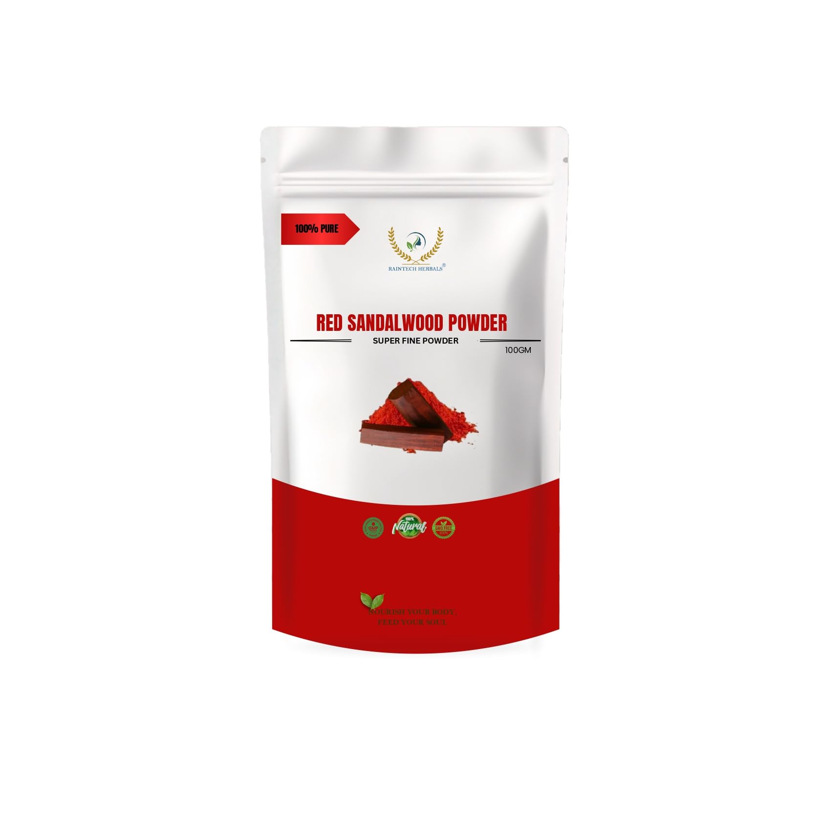 RAINTECH HERBALS Natural Red Sandalwood Powder (Rakthachandana Podi) 100g | Soothing Exfoliating Face Mask for Glowing Skin | Vegan & Cruelty-Free Formula for Men & Women | DIY Skincare, Ayurvedic Beauty Routine & Spa Treatment