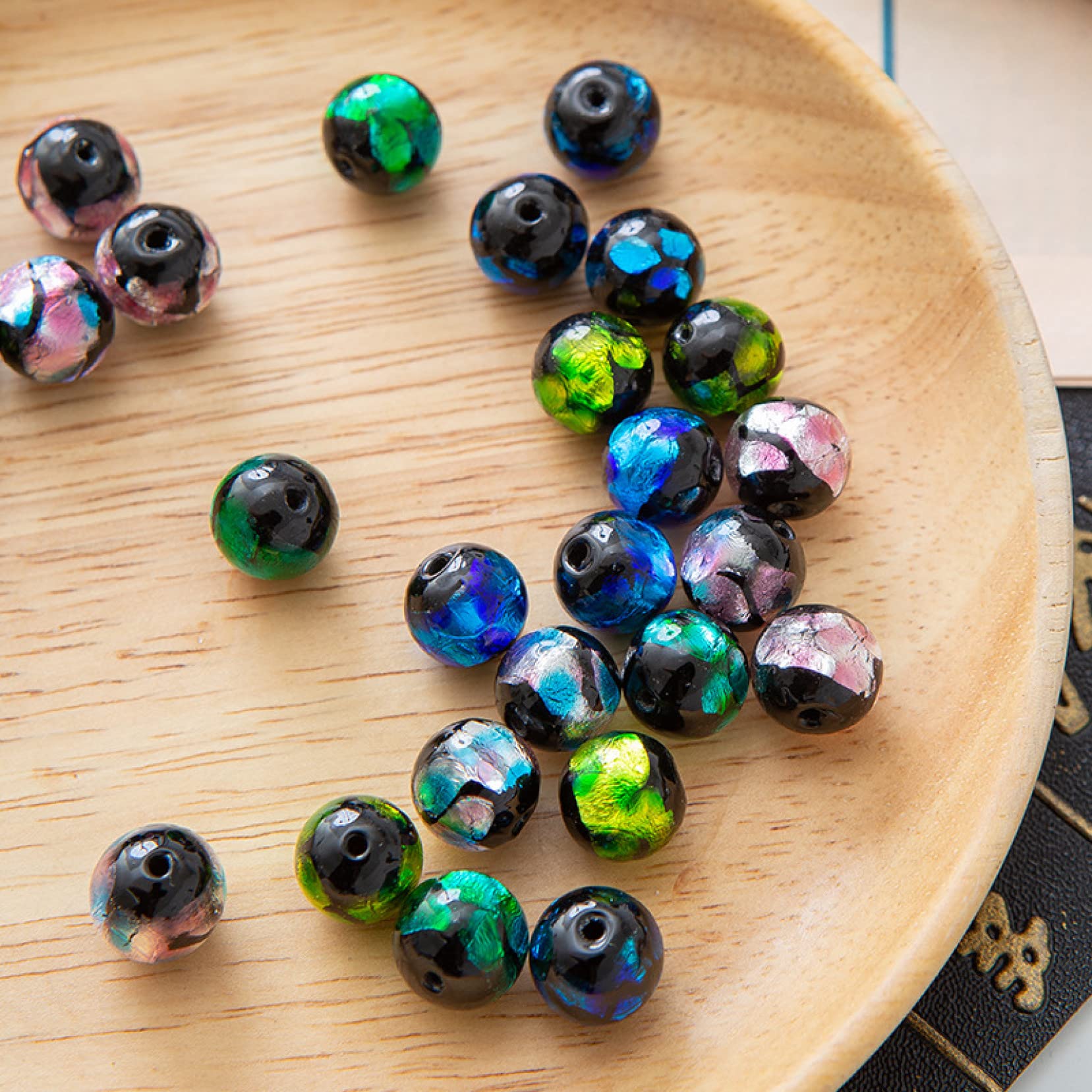 10pcs Handmade Glass Spacer Beads - Round, Colorful Loose Beads for Jewelry Making, DIY Crafts & Beading Supplies | Perfect for Bracelets, Necklaces & Earrings