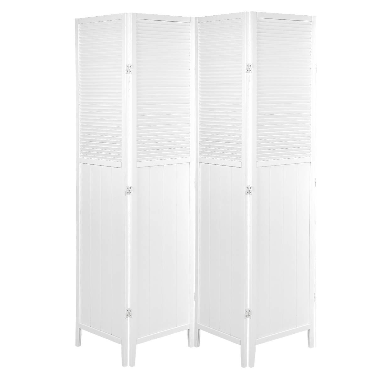 Magshion 4-Panel Oriental Room Divider - Hardwood Shoji Screen Folding Privacy Partition (White) | Perfect for Home Office, Living Room & Bedroom Separation