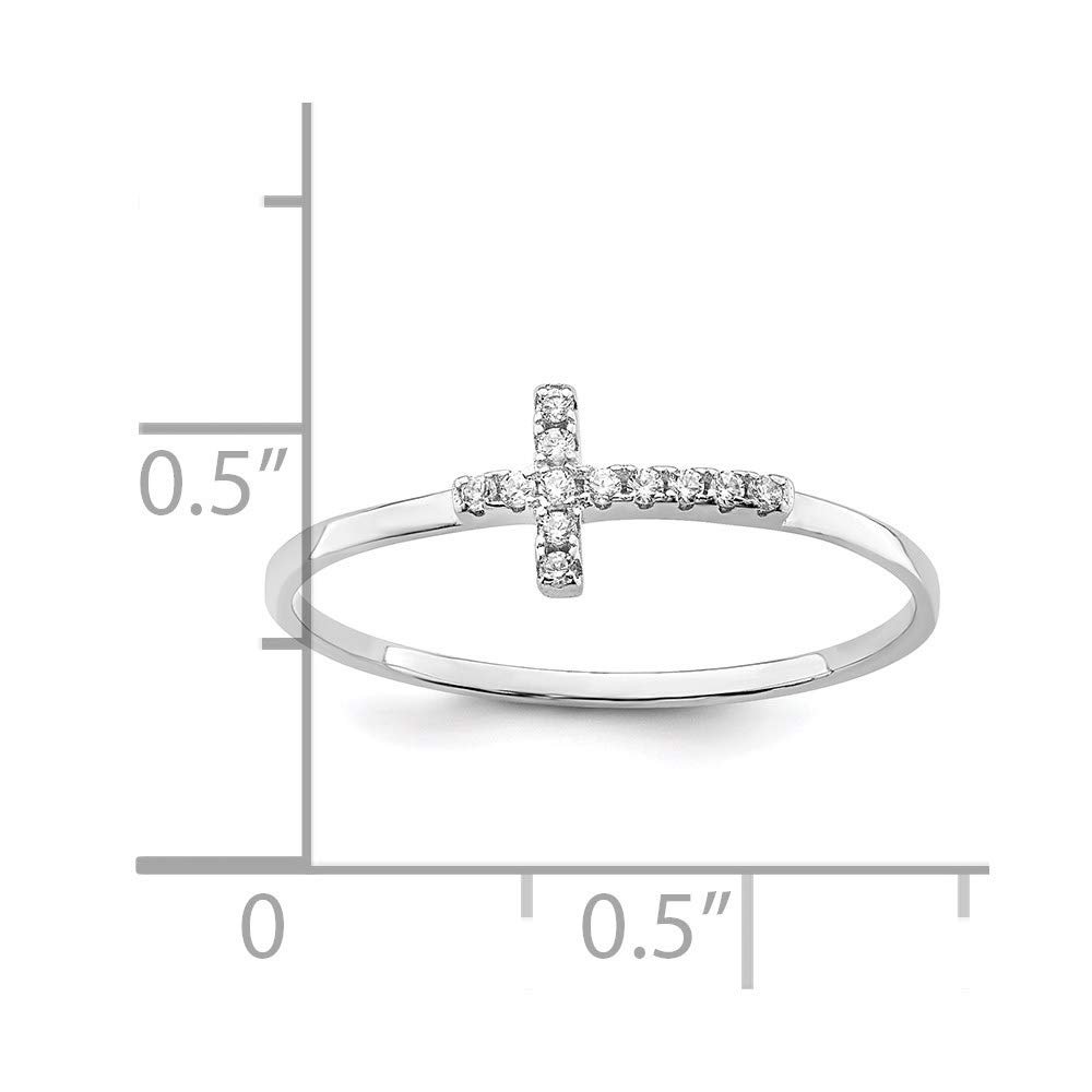 925 Sterling Silver Cubic Zirconia Side Cross Ring for Women - Elegant Religious Jewelry Gift for Her, Perfect for Christmas, Birthday, Anniversary & Everyday Wear