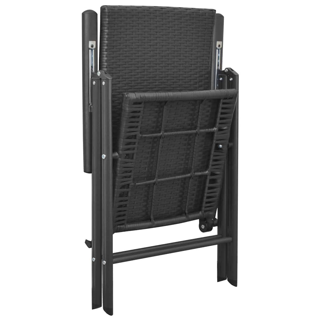 3-Piece Black Garden Dining Set - Patio Collapsible Table & Chairs for Backyard, Porch, Balcony | Fast Shipping | Perfect for Outdoor Dining, Poolside Relaxation & Garden Parties