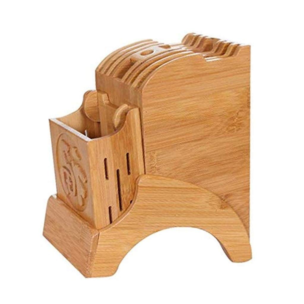 Premium Bamboo Knife Block Holder - 12-Slot Knife Storage Rack with Multi-Functional Design for Kitchen Knives, Scissors & Utensils - Perfect for Countertop Organization & Safe Knife Storage in Modern Kitchens