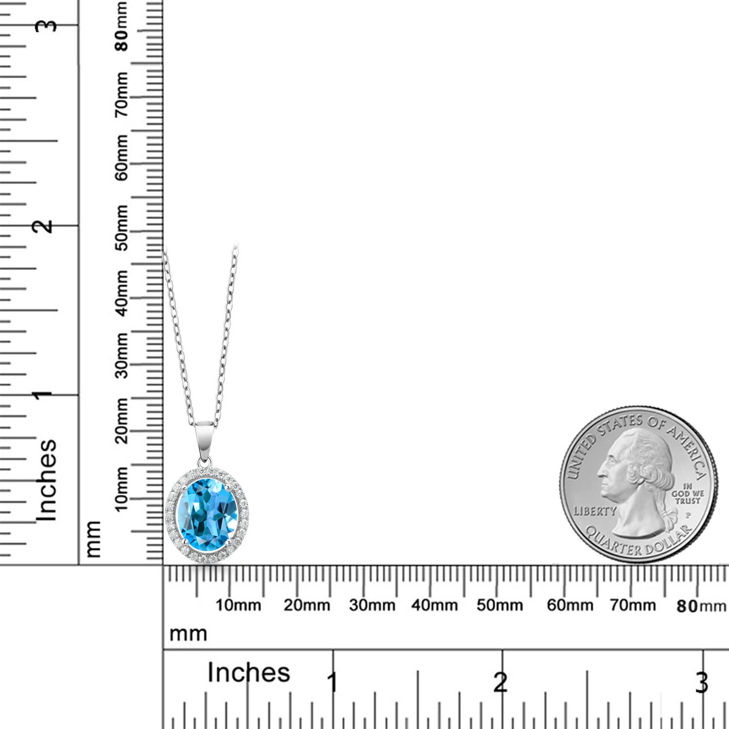 Gem Stone King 925 Sterling Silver 11X9MM Oval Birthstone & White Moissanite Halo Pendant Necklace for Women | 18 Inch Chain | Perfect for Birthdays, Anniversaries & Special Occasions