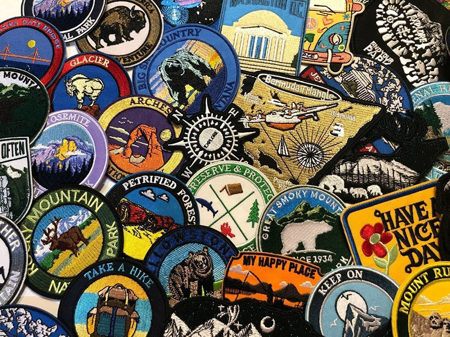 Hawaii Embroidered Applique Patches - HI Volcano, Oahu, Maui, Kauai, Molokai Badge 2.5
