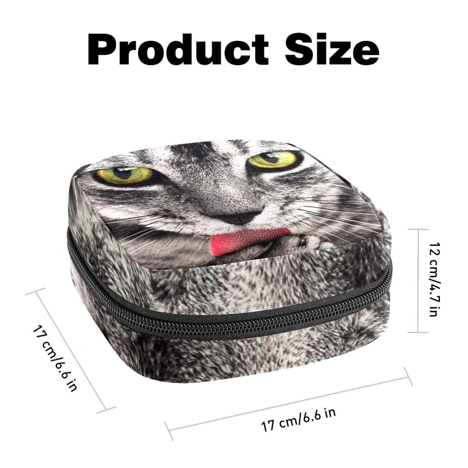 Cat Print Menstrual Cup Organizer & Sanitary Pad Holder - Portable Travel Pouch for Women & Girls - Perfect for School, Gym, Office & On-the-Go Use