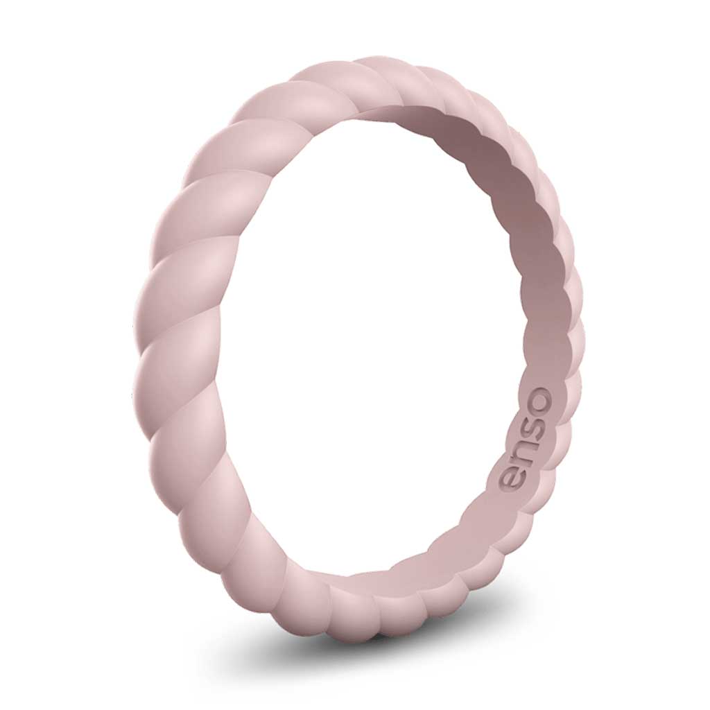 Enso Rings Braided Stackable Silicone Rings for Men & Women - Triple Pack in Obsidian, Pink & White - Perfect for Workouts, Swimming & Everyday Wear