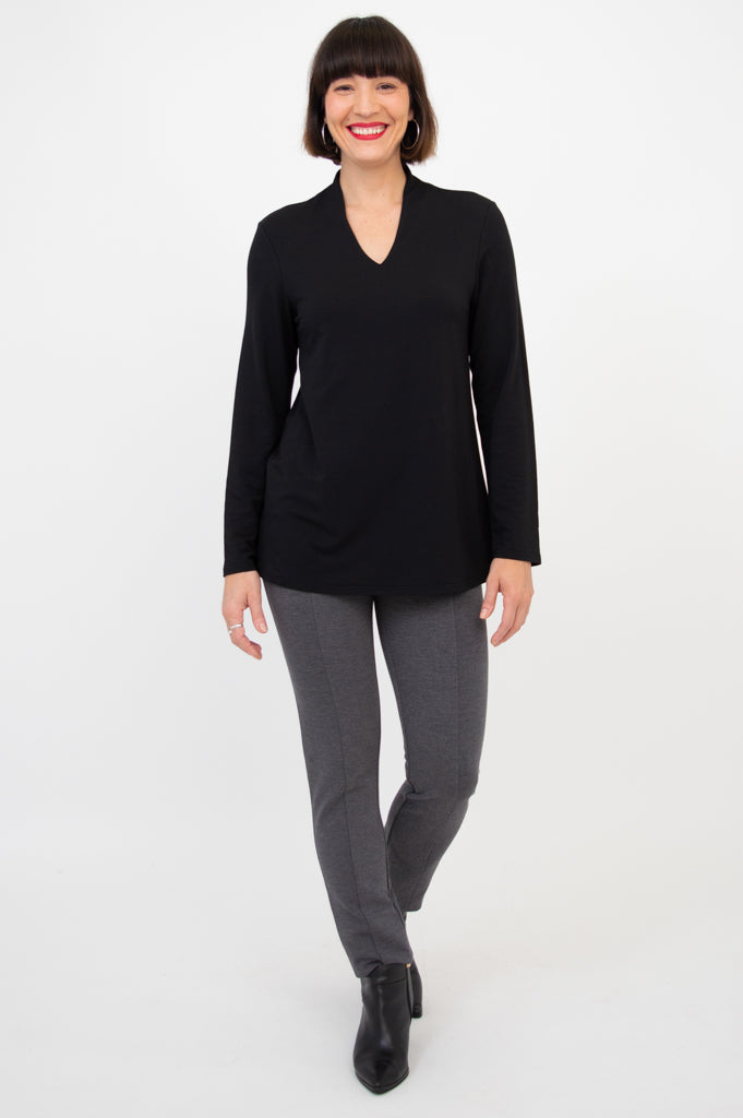Chimmy Top - Soft Black Bamboo Fabric Women's T-Shirt for Casual Wear & Summer Outfits