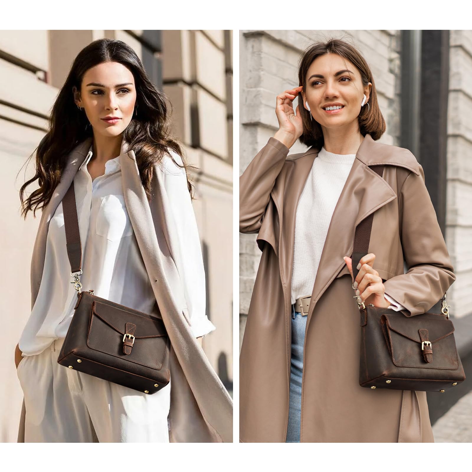Genuine Leather Crossbody Bags for Women - RFID Blocking Shoulder Purse with Zipper Pocket | Fashionable & Secure Handbag for Travel, Shopping & Everyday Use