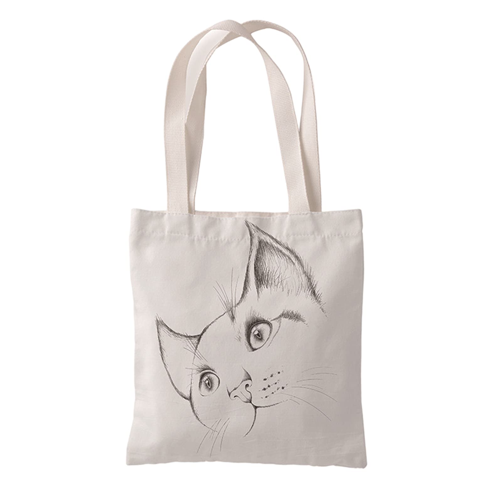 Women's Canvas Tote Bag with Cute Cat Print - Stylish Shoulder Bag & Crossbody Handbag for Casual Outings, Shopping, and Travel