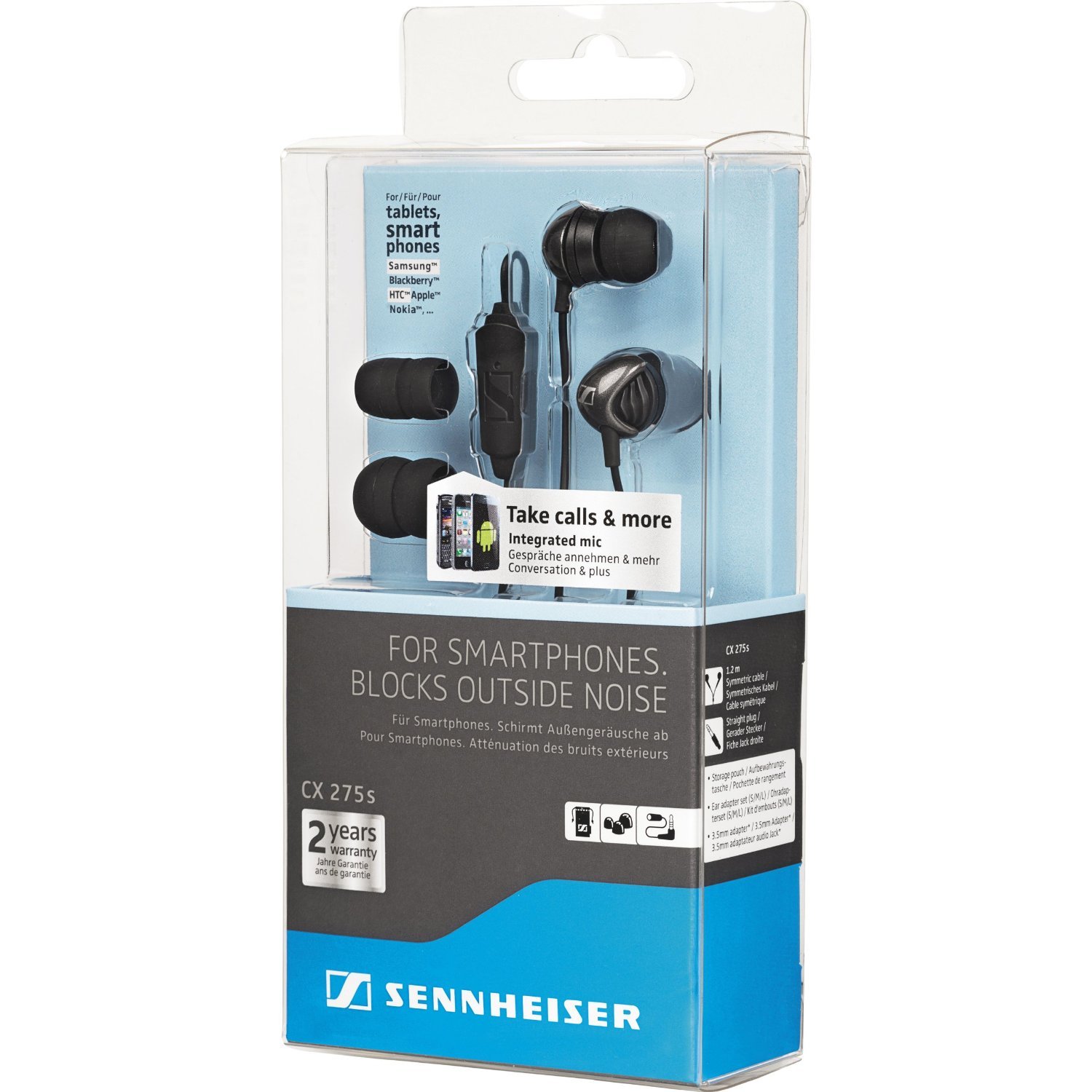 Sennheiser CX 275 S Universal Mobile Headset with Noise Isolation - Premium In-Ear Headphones for iPhone, Android, Music & Calls - Perfect for Commuting, Workouts & Travel