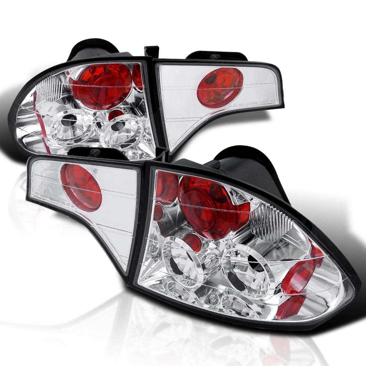 Spec-D Tuning Chrome Housing Clear Lens Tail Lights for 2006-2011 Honda Civic Sedan 4 Door - Left & Right Pair Assembly - Upgrade Your Car's Rear Style for Night Driving & Enhanced Visibility