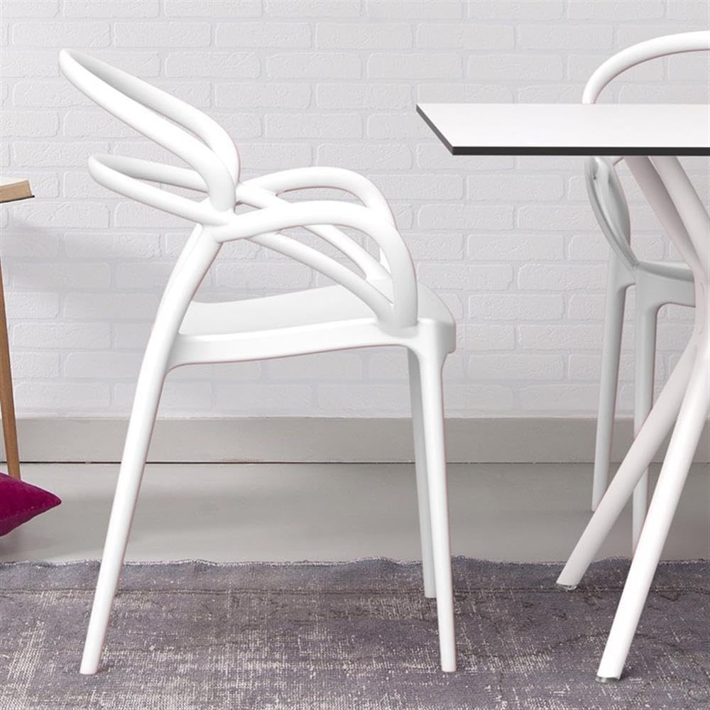 Premium White Mila Dining Arm Chairs (Set of 2) - Modern Kitchen & Dining Room Furniture for Home Decor - Perfect for Family Gatherings & Dinner Parties