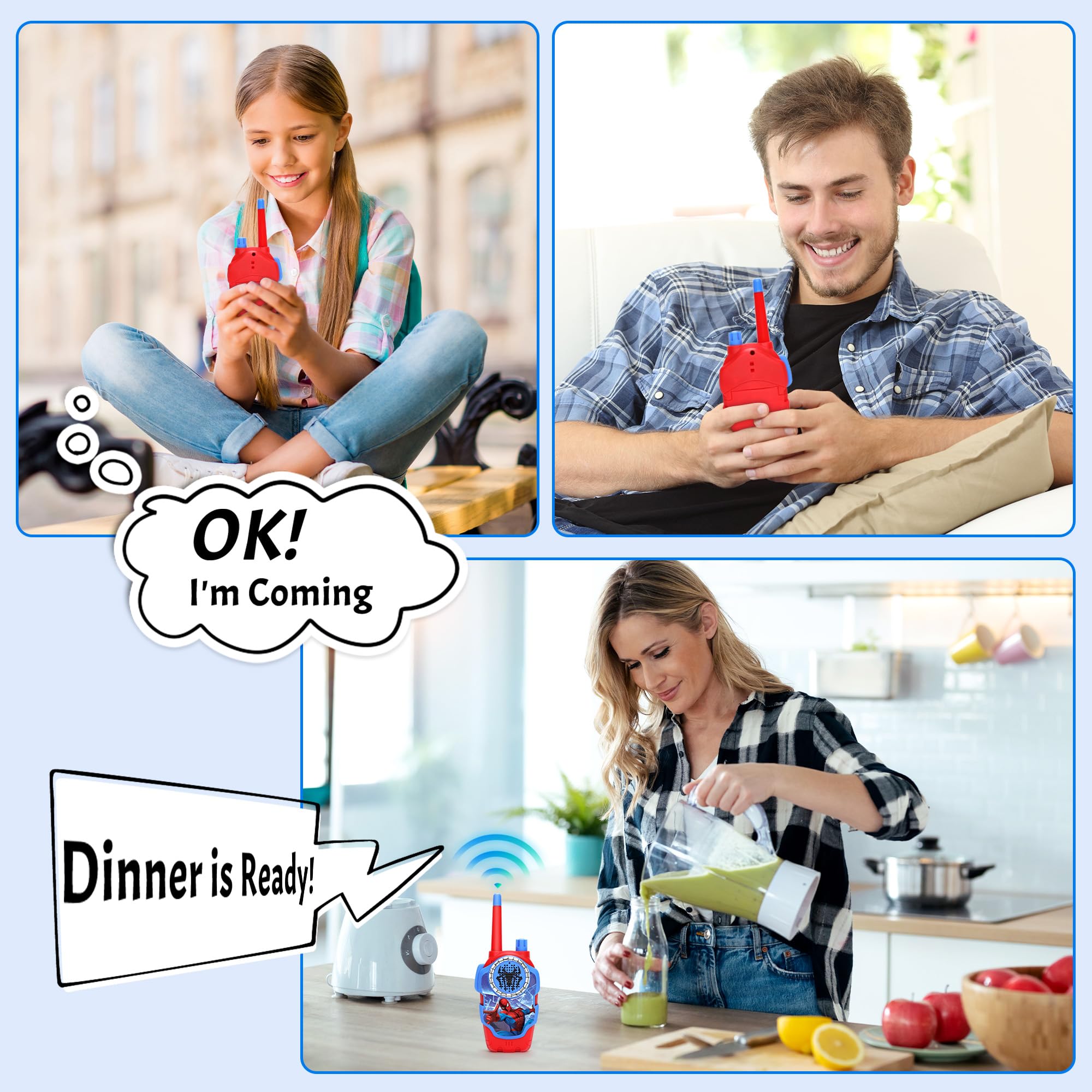 Spider-Man Walkie Talkies for Kids - 2 Pack Superhero Walkie Talkie Toys for Boys & Girls, Indoor Outdoor Adventure Play, Birthday Gifts for Children (Great for Backyard Exploration, Camping & Role Play)