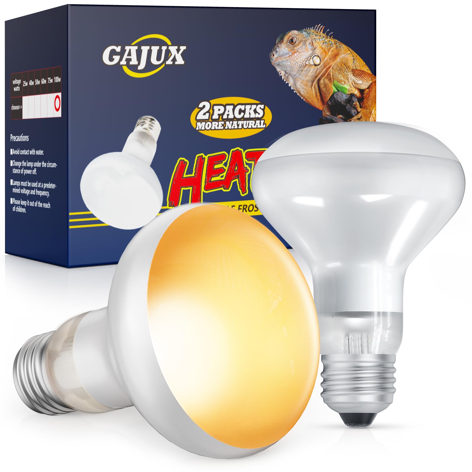 100W Reptile Heat Lamp 2 Pack - UVA Daylight Basking Bulbs for Bearded Dragons, Lizards, Turtles & Chickens | Ideal for Terrariums, Vivariums & Coop Heating